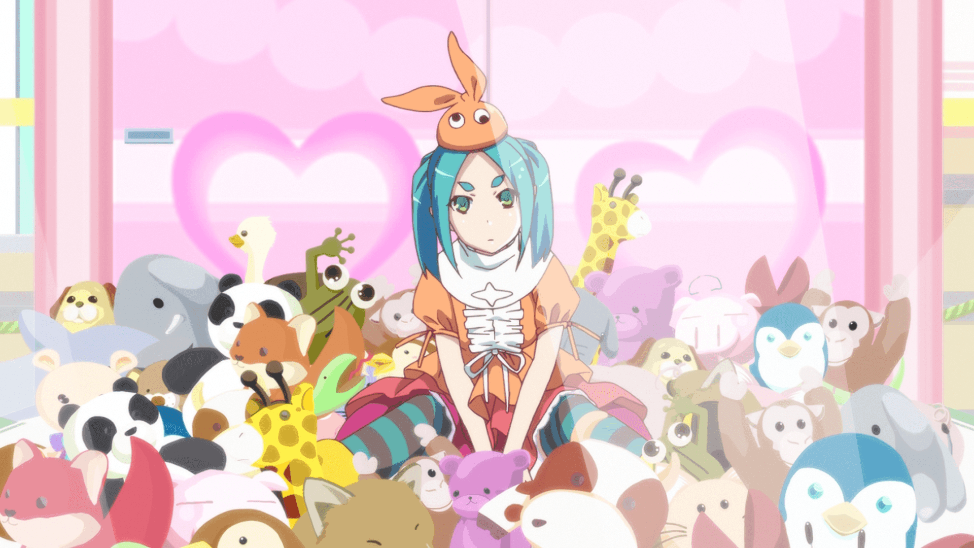Ononoki Yotsugi sitting inside a crane game